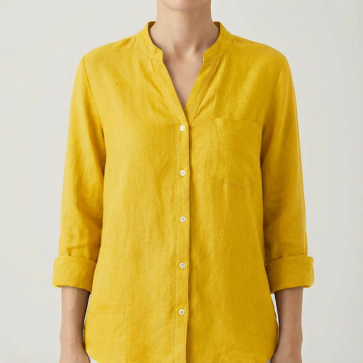 Luna | Women's Blouse with V-Neck and Rolled Sleeves | Casual Chic