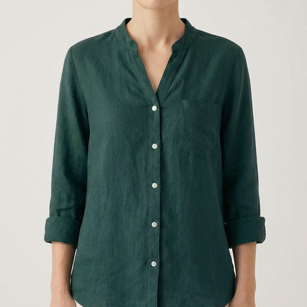 Luna | Women's Blouse with V-Neck and Rolled Sleeves | Casual Chic