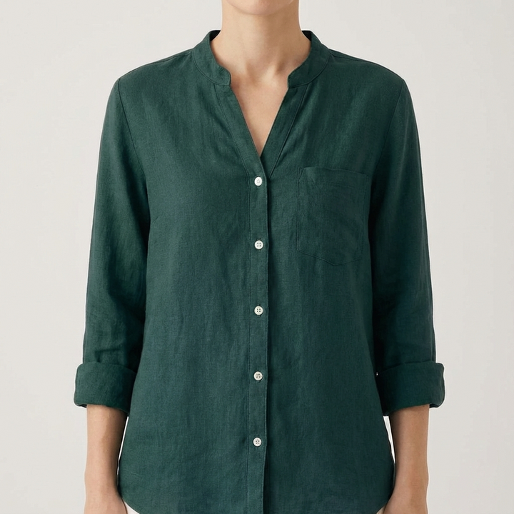 Luna | Women's Blouse with V-Neck and Rolled Sleeves | Casual Chic