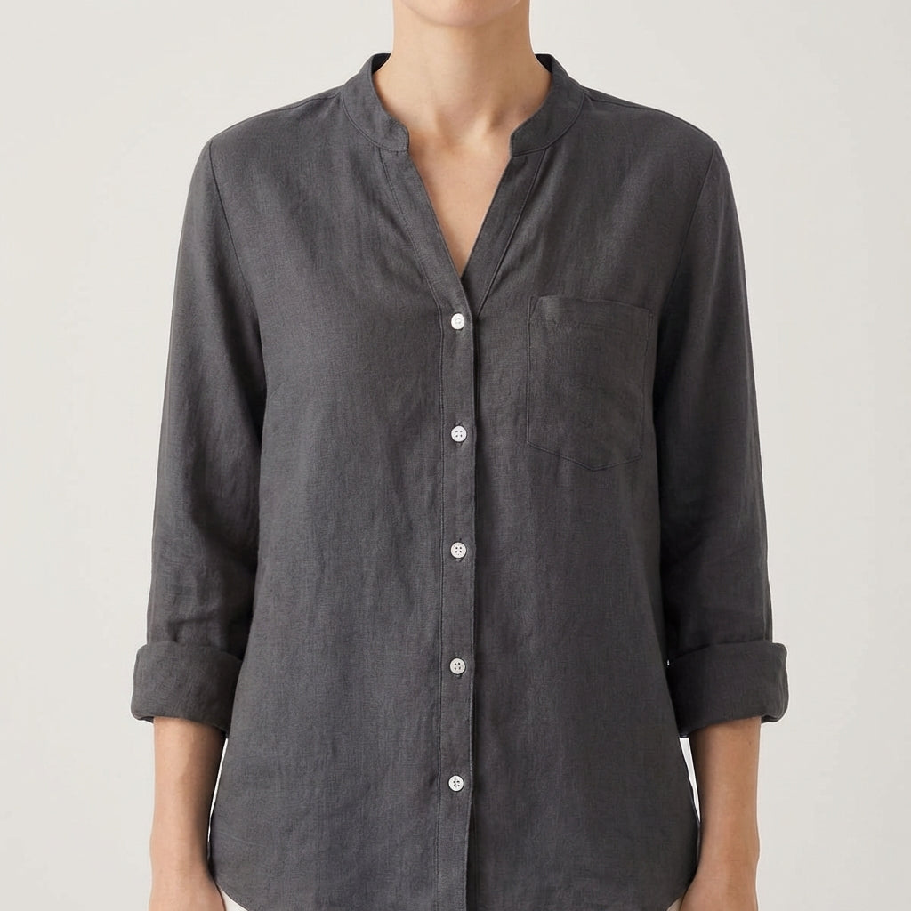 Luna | Women's Blouse with V-Neck and Rolled Sleeves | Casual Chic