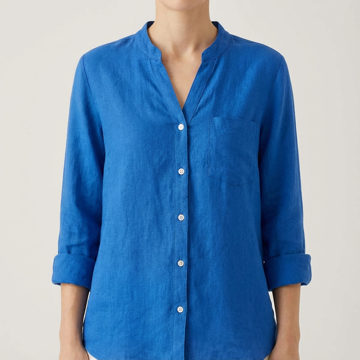 Luna | Women's Blouse with V-Neck and Rolled Sleeves | Casual Chic
