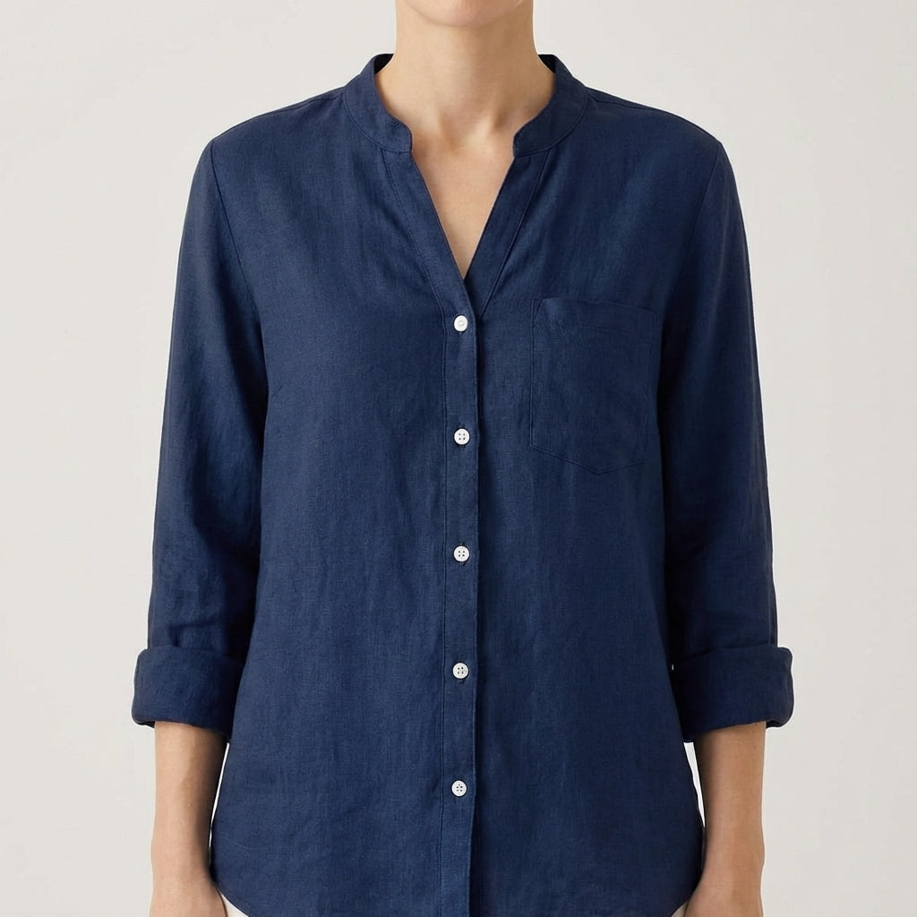 Luna | Women's Blouse with V-Neck and Rolled Sleeves | Casual Chic