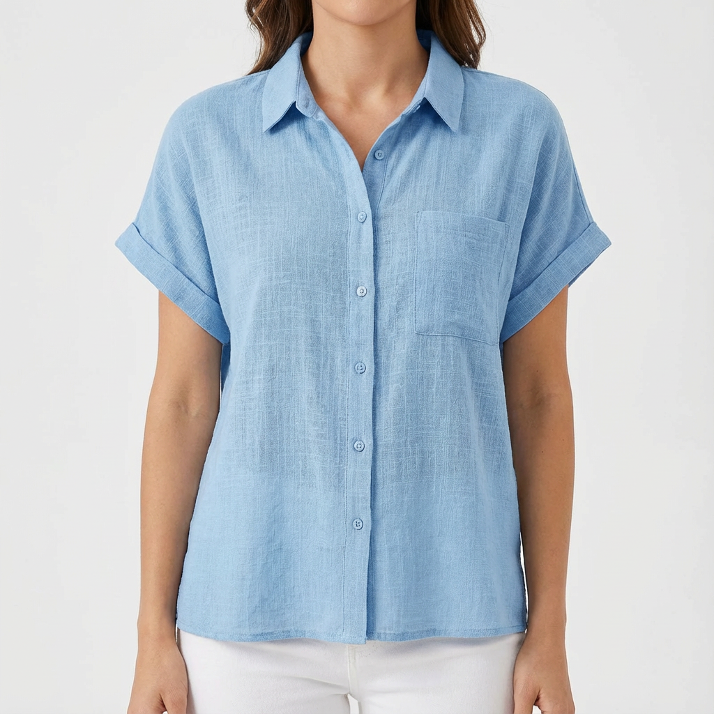 Luna | Women's Short Sleeve Rolled Shirt with Pocket | Casual