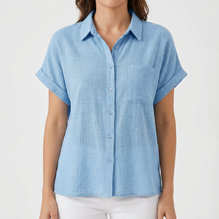 Luna | Women's Short Sleeve Rolled Shirt with Pocket | Casual