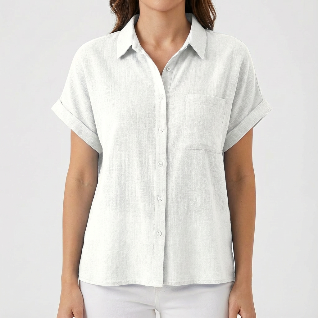 Luna | Women's Short Sleeve Rolled Shirt with Pocket | Casual