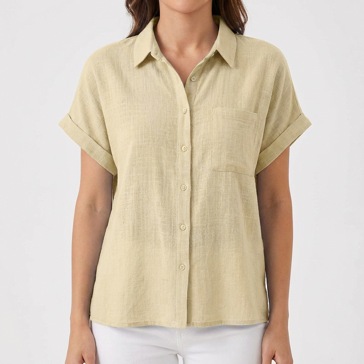 Luna | Women's Short Sleeve Rolled Shirt with Pocket | Casual