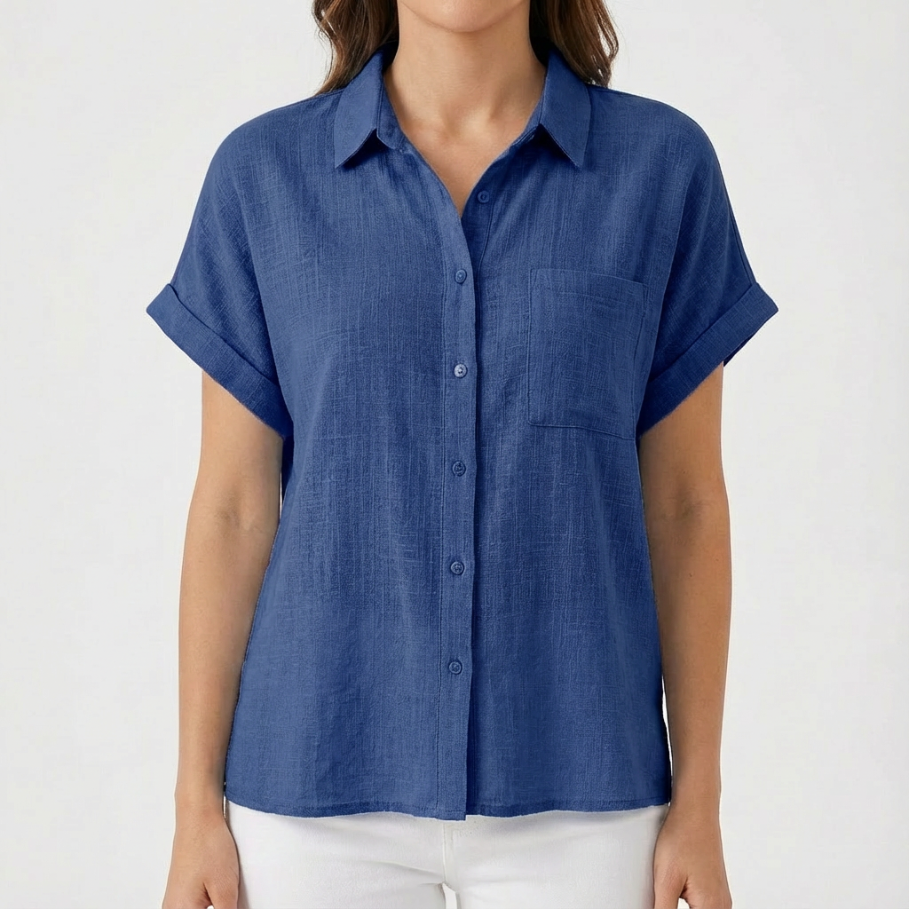 Luna | Women's Short Sleeve Rolled Shirt with Pocket | Casual