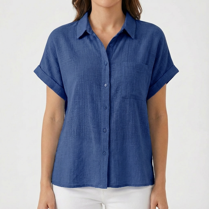 Luna | Women's Short Sleeve Rolled Shirt with Pocket | Casual