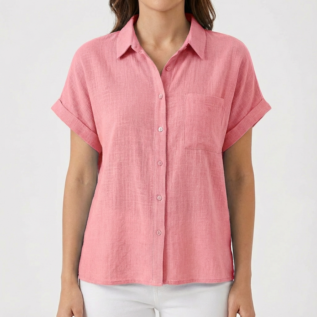 Luna | Women's Short Sleeve Rolled Shirt with Pocket | Casual