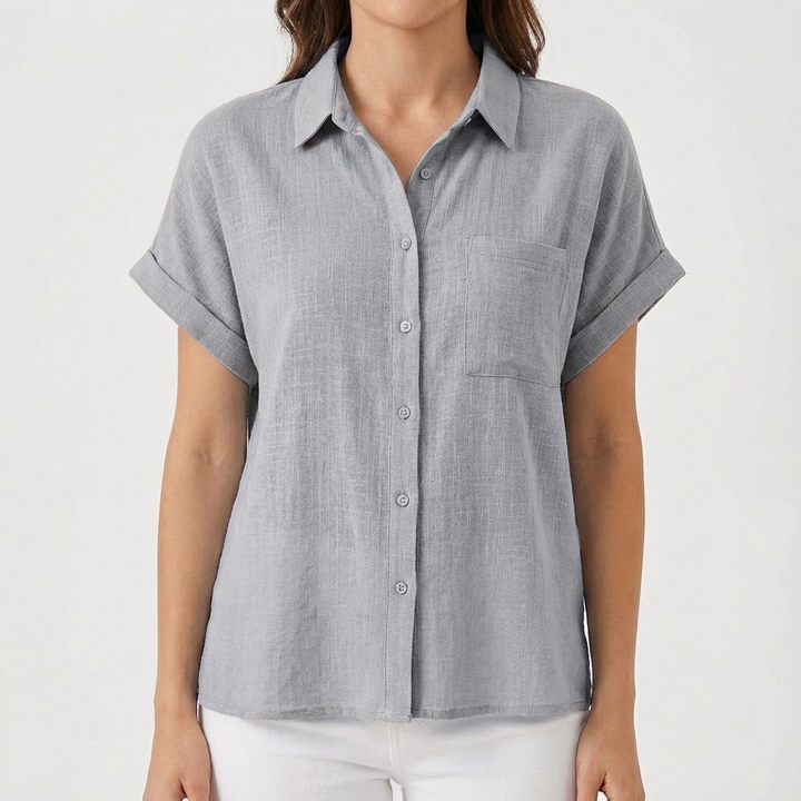 Luna | Women's Short Sleeve Rolled Shirt with Pocket | Casual