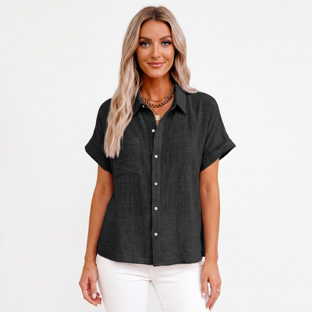 Luna | Women's Short Sleeve Rolled Shirt with Pocket | Casual