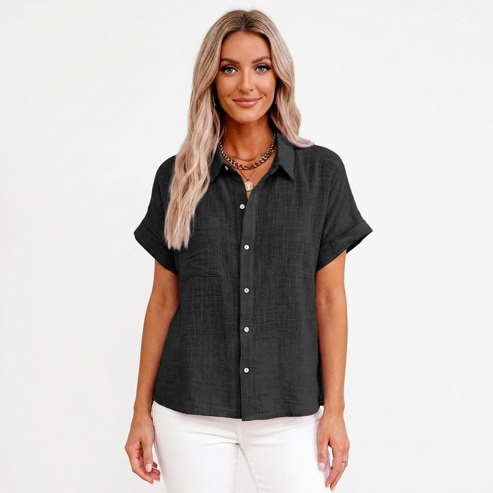 Luna | Women's Short Sleeve Rolled Shirt with Pocket | Casual