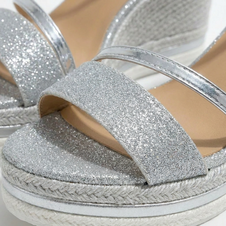 Luna | Women's Wedge Sandals with Shiny Finish and Ankle Strap | Glamorous
