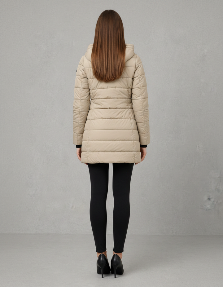 Longline Padded Puffer Coat Hooded Zip Winter