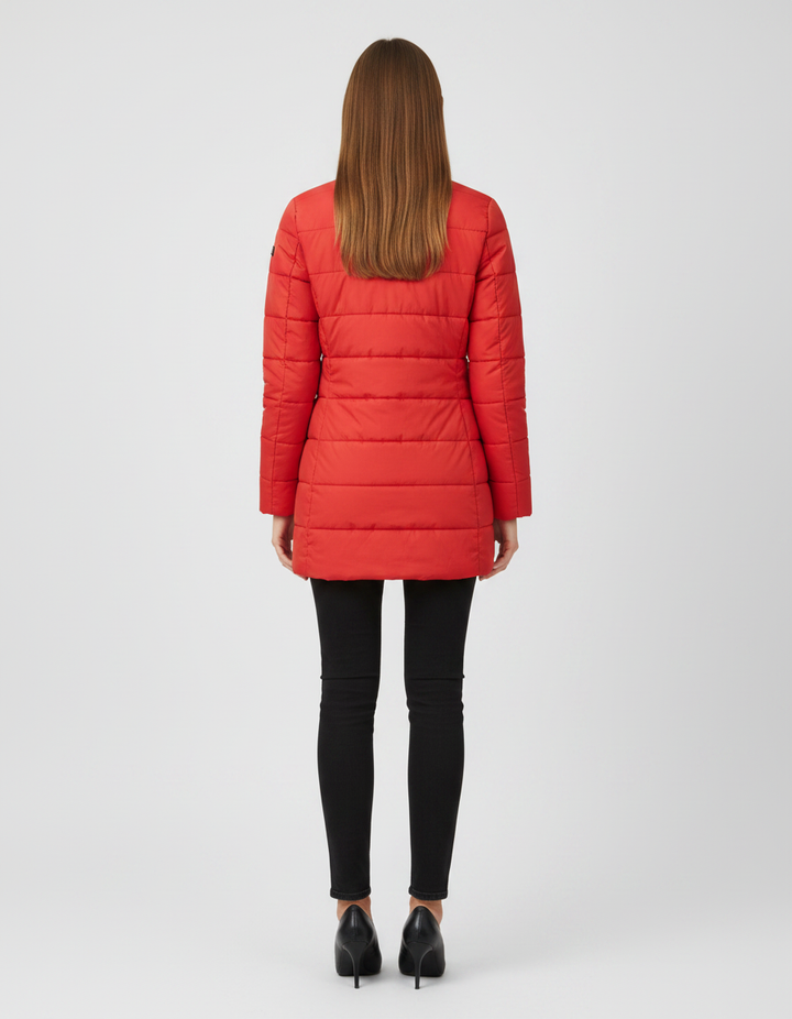 Longline Padded Puffer Coat Hooded Zip Winter