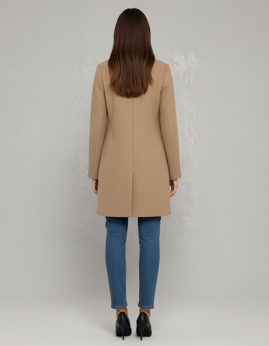 Classic Button Coat Straight Fit Autumn