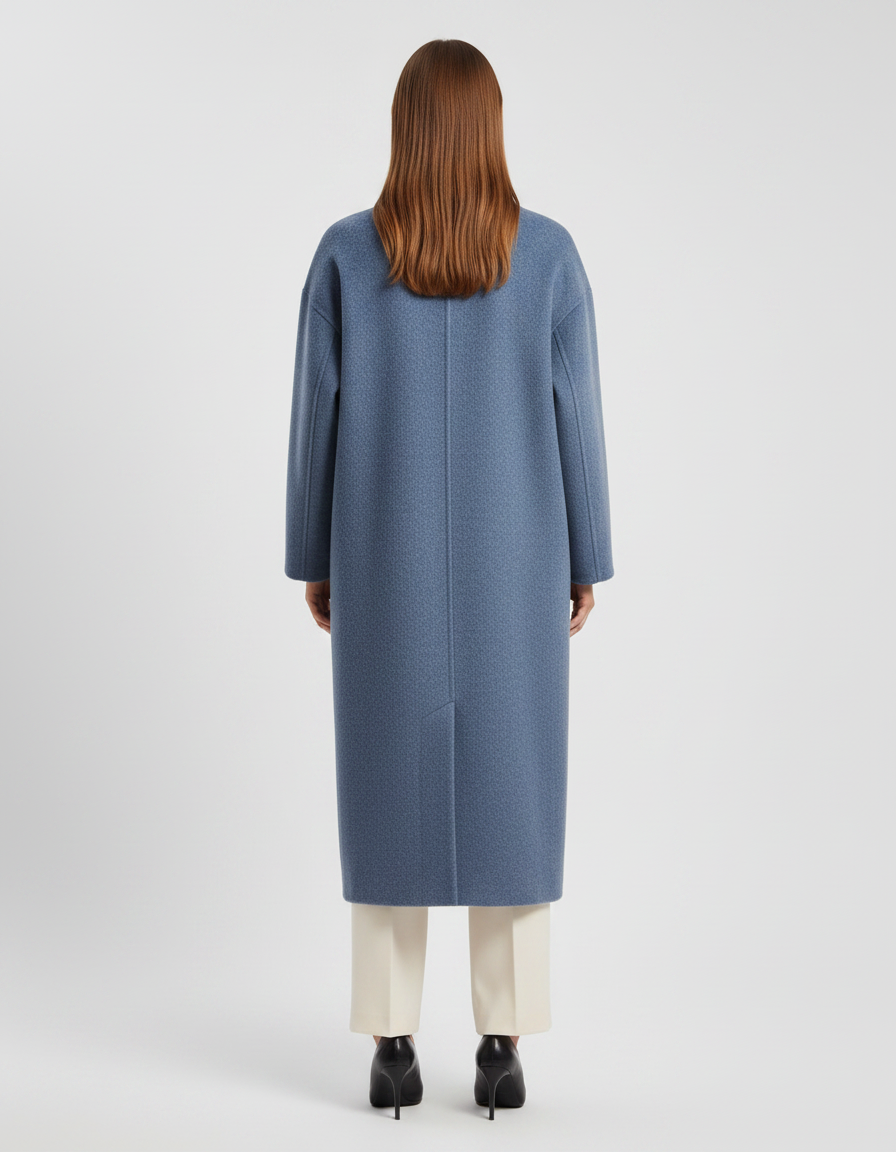 Blue Double Breasted Maxi Coat Winter