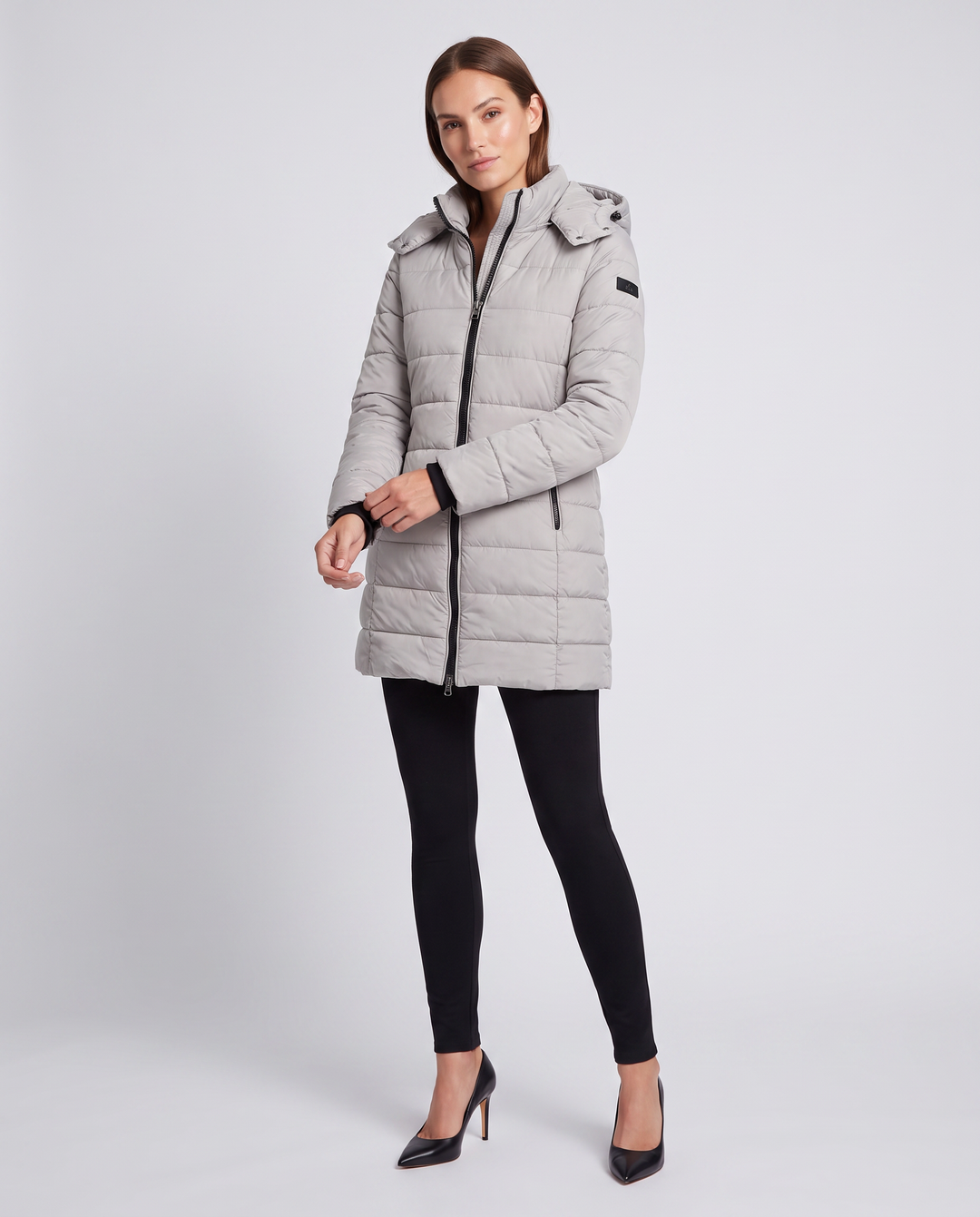 Longline Padded Puffer Coat Hooded Zip Winter