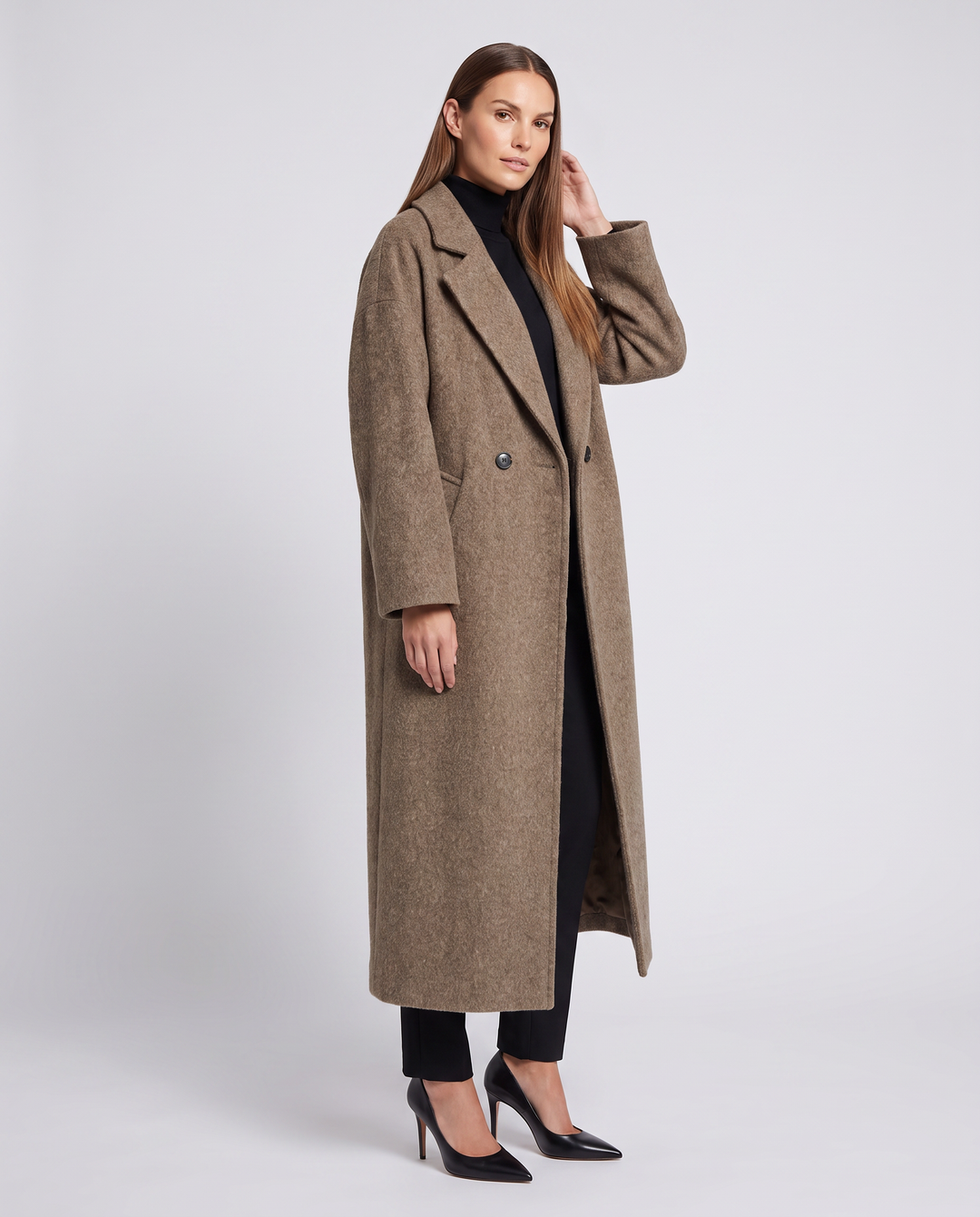 Brown Maxi Coat Longline Winter