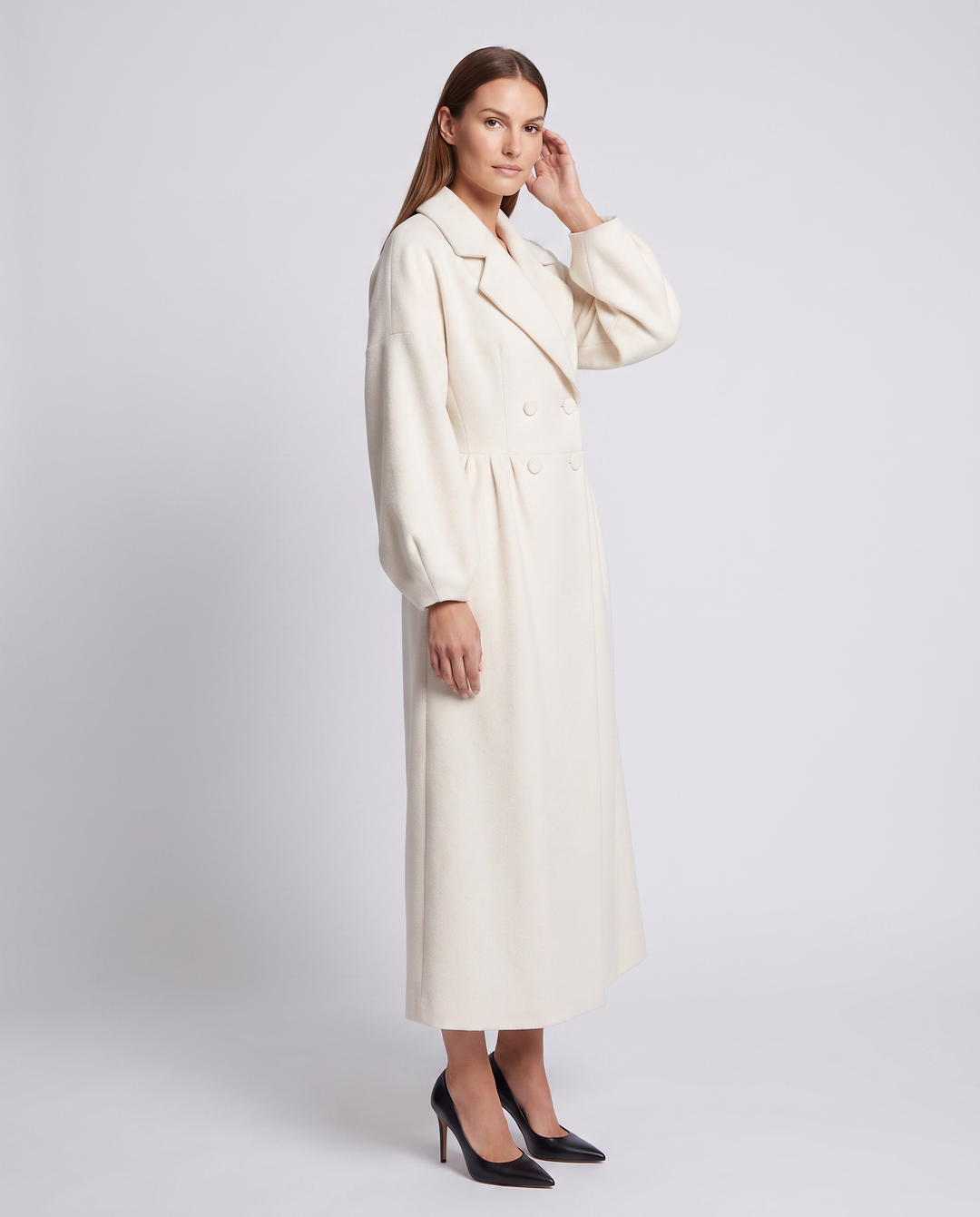 White Double Breasted Maxi Coat Occasion