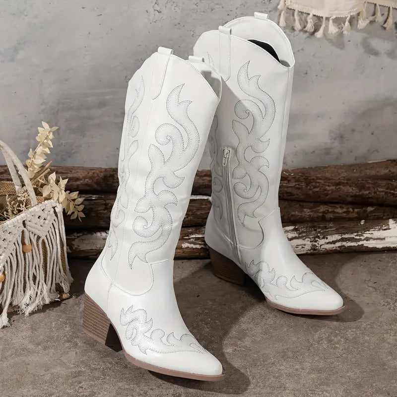 Stylish High Cowboy Women's Boots with Heel, view 5 - Elena Harper