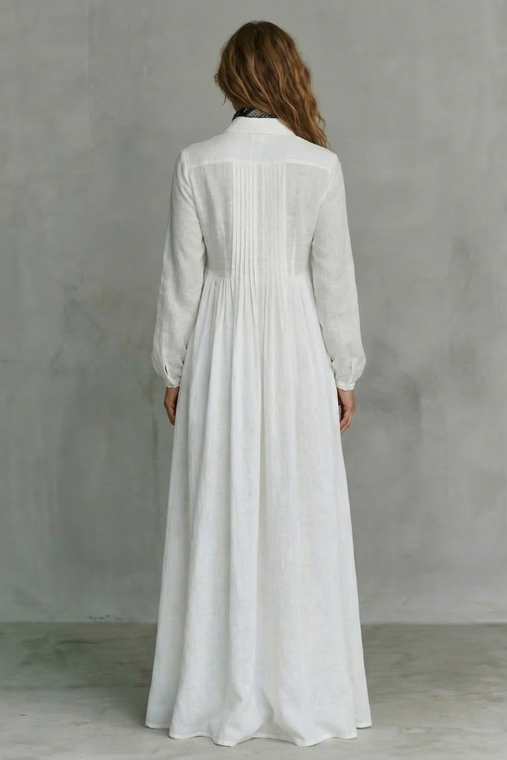 Lunarelle – Timeless minimalism – Mao collar maxi dress