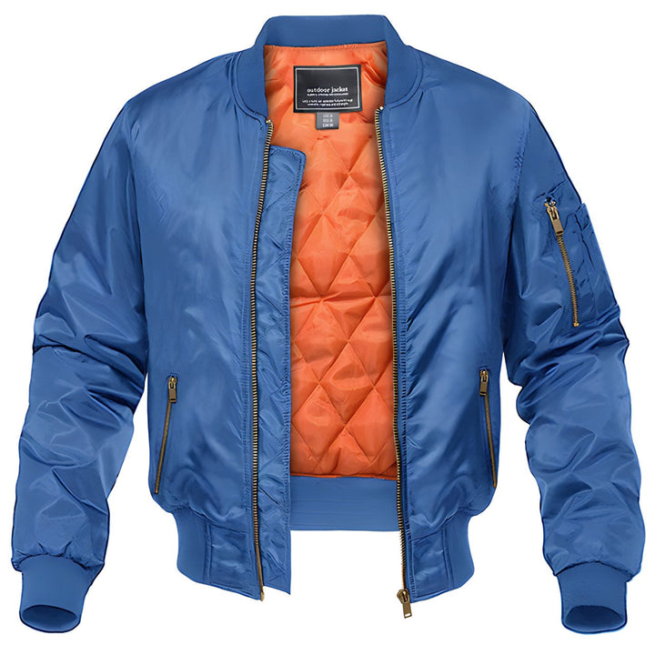 Classic Bomber Jacket for Men – Aviator Style with Zipper Closure