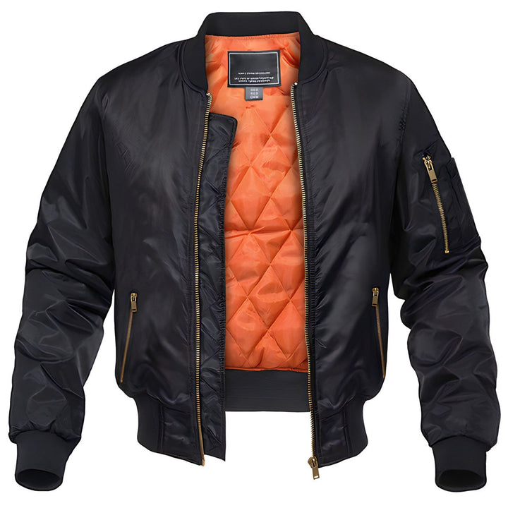 Classic Bomber Jacket for Men – Aviator Style with Zipper Closure