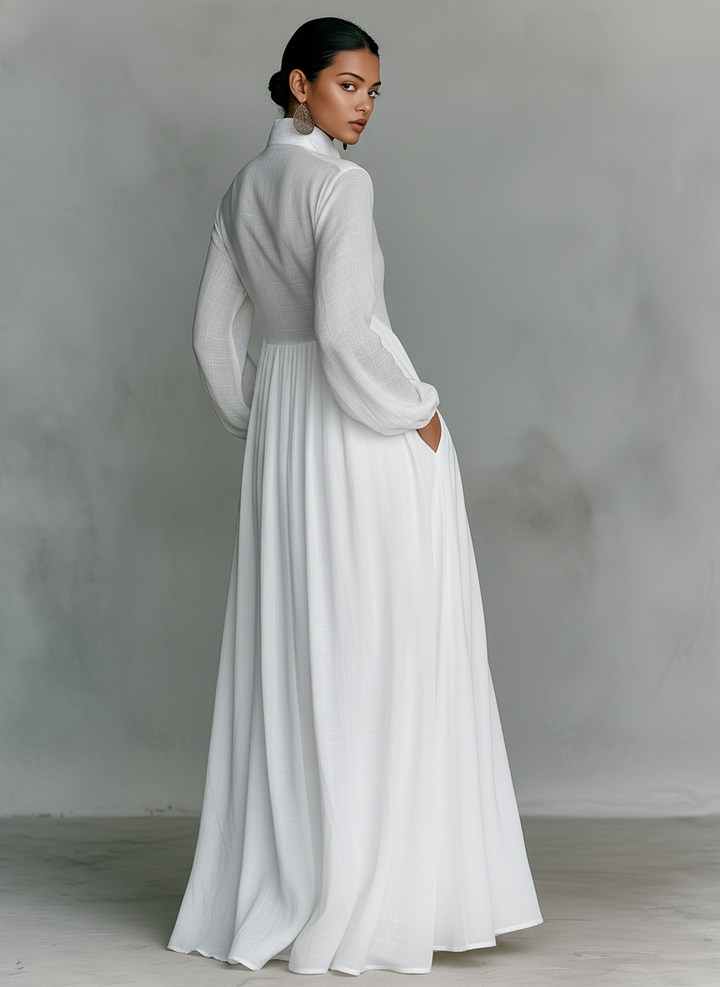 Long Sleeve Button Front Maxi Dress