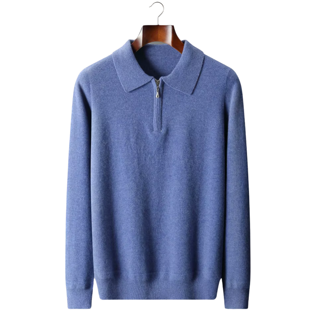 Emma & Rose wool half-zip knit polo — premium knitwear