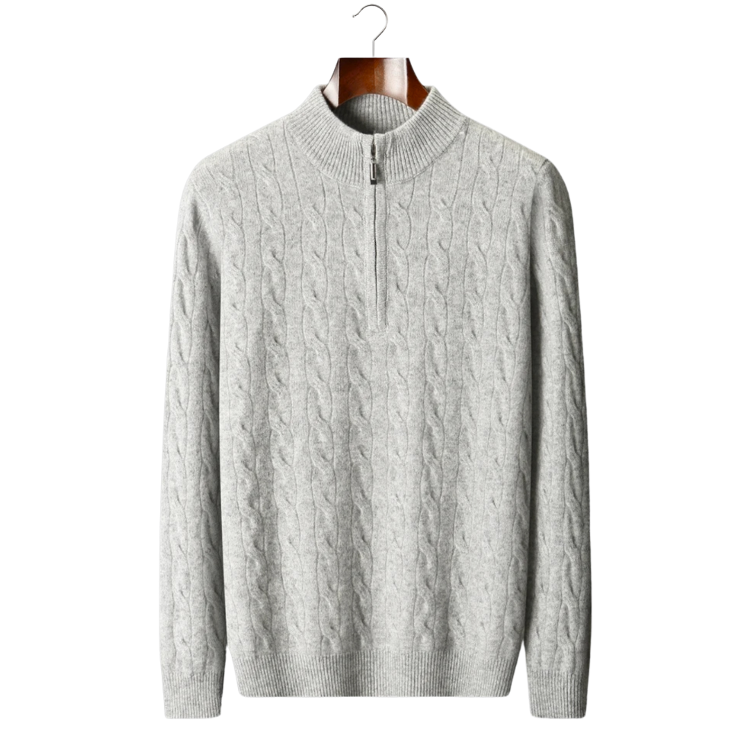 Emma & Rose wool cable knit half-zip sweater — premium knitwear