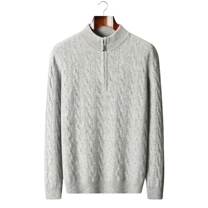 Emma & Rose wool cable knit half-zip sweater — premium knitwear