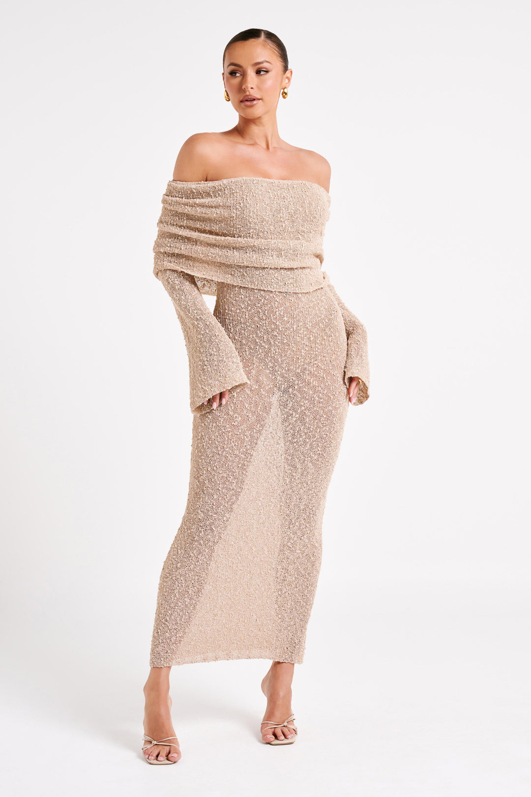 Women's Elegant Off-Shoulder Maxi Dress for Evenings