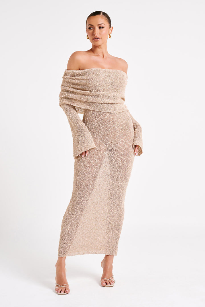 Women's Elegant Off-Shoulder Maxi Dress for Evenings