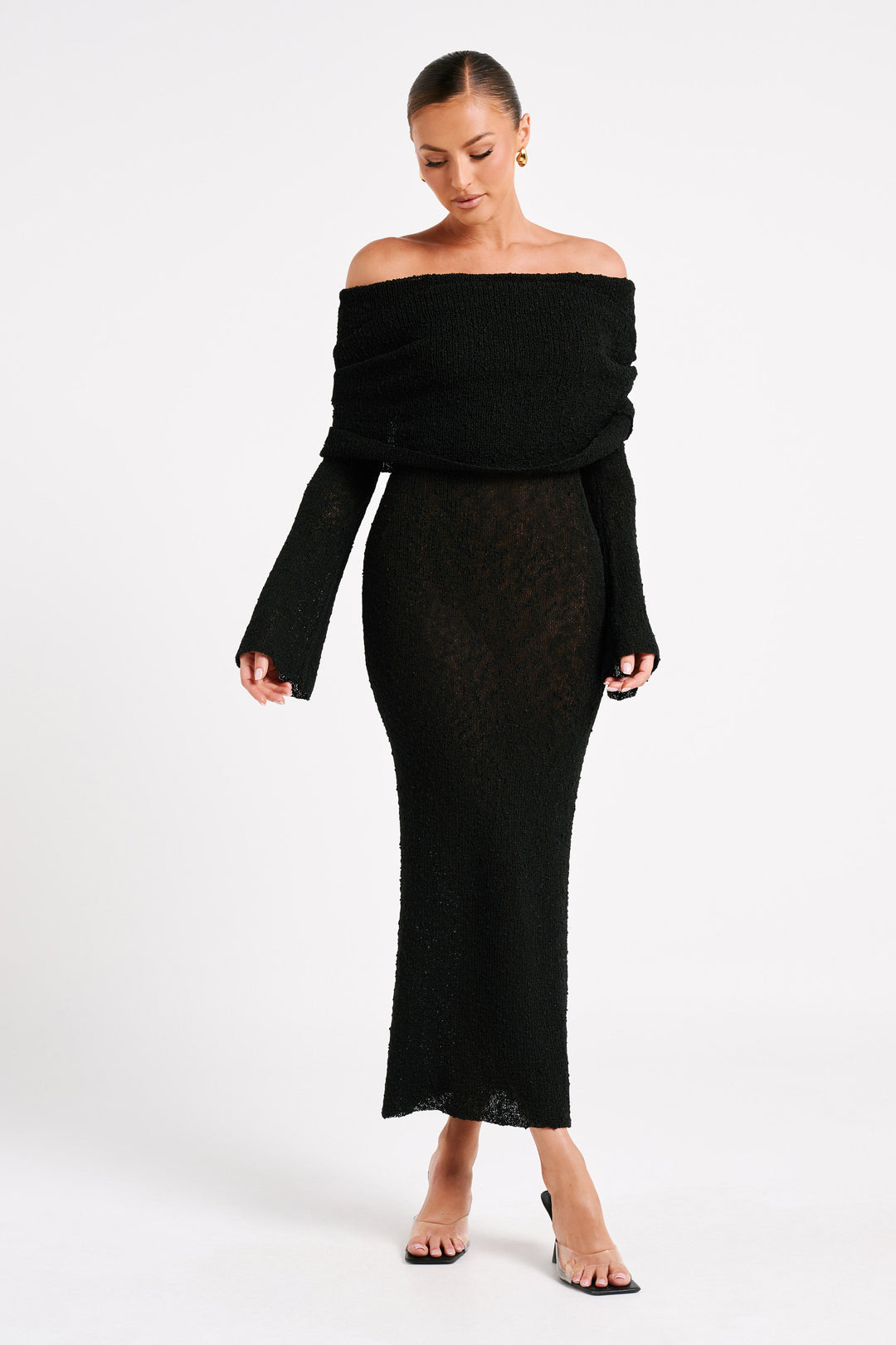 Women's Elegant Off-Shoulder Maxi Dress for Evenings