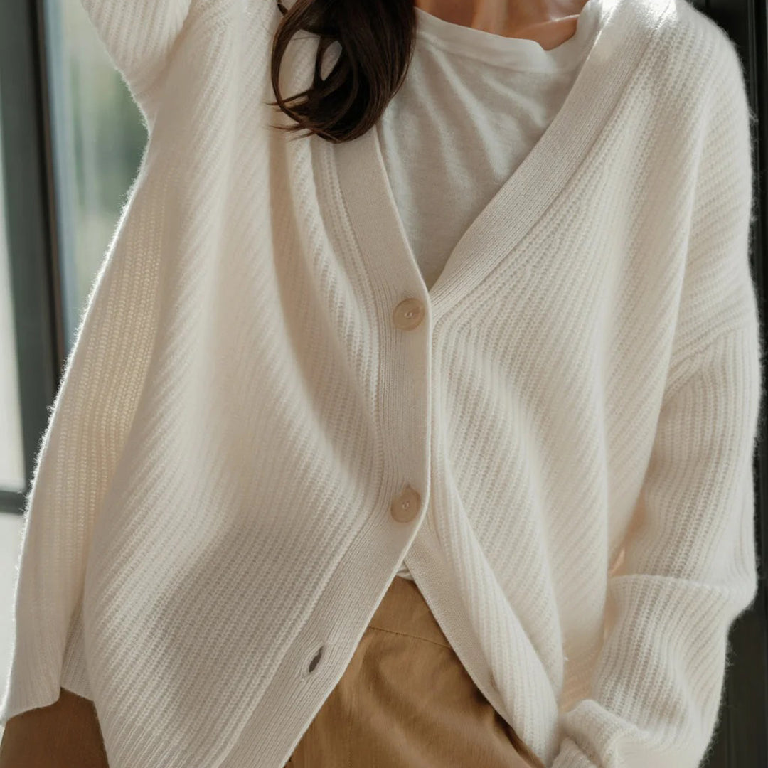 Women's Long Oversized Rib-Knit Cardigan for Effortless Style - Elena Harper