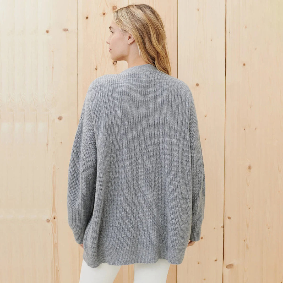 Women's Long Oversized Rib-Knit Cardigan for Effortless Style, view 8 - Elena Harper