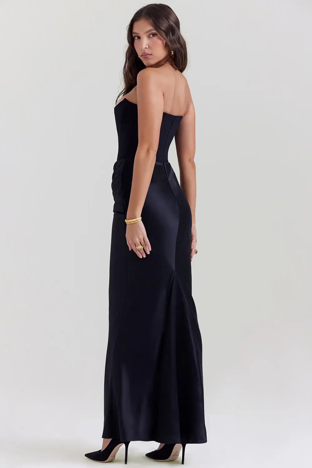 Women's Strapless Corset Maxi Dress - Elegant Evening Gown