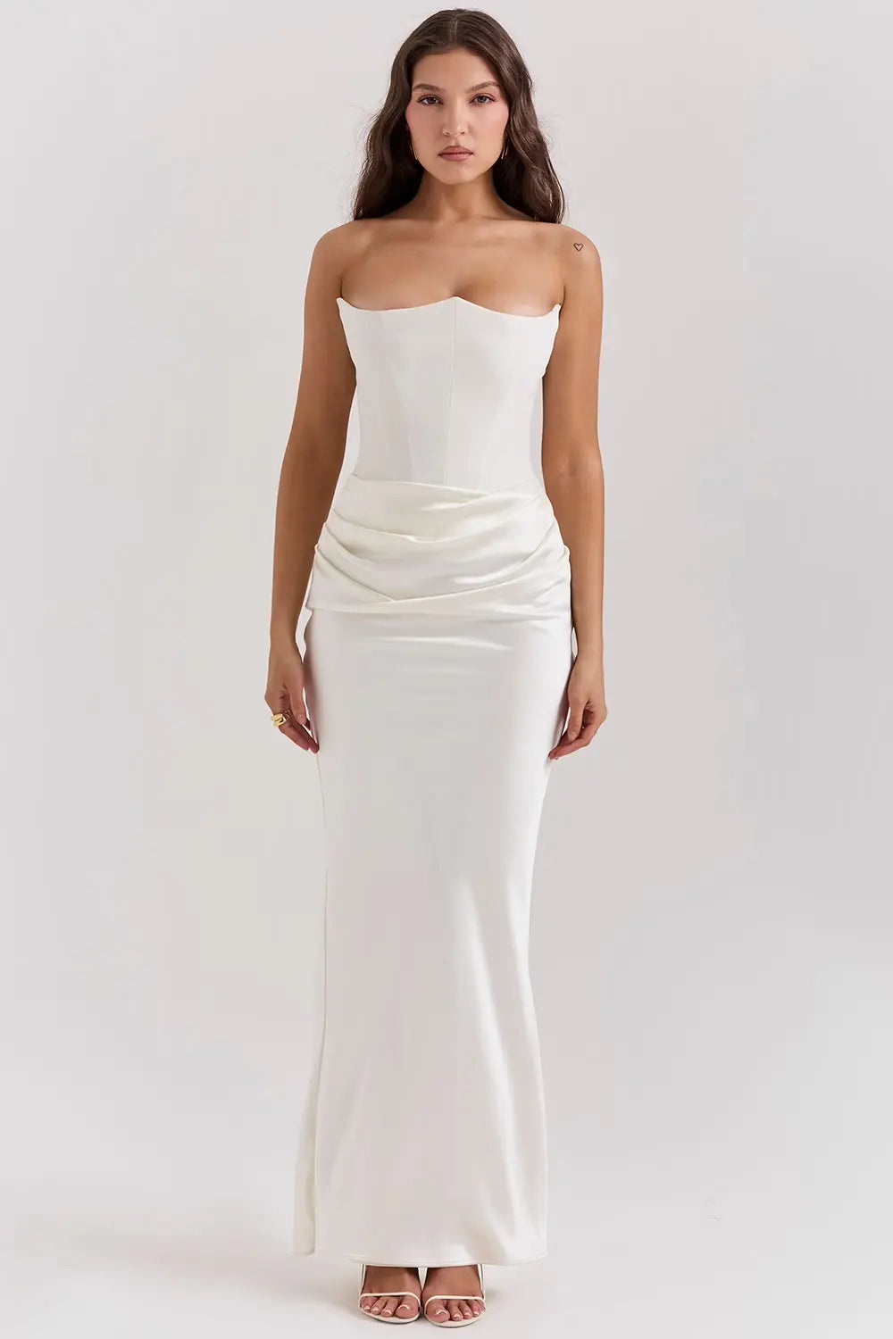 Women's Strapless Corset Maxi Dress - Elegant Evening Gown