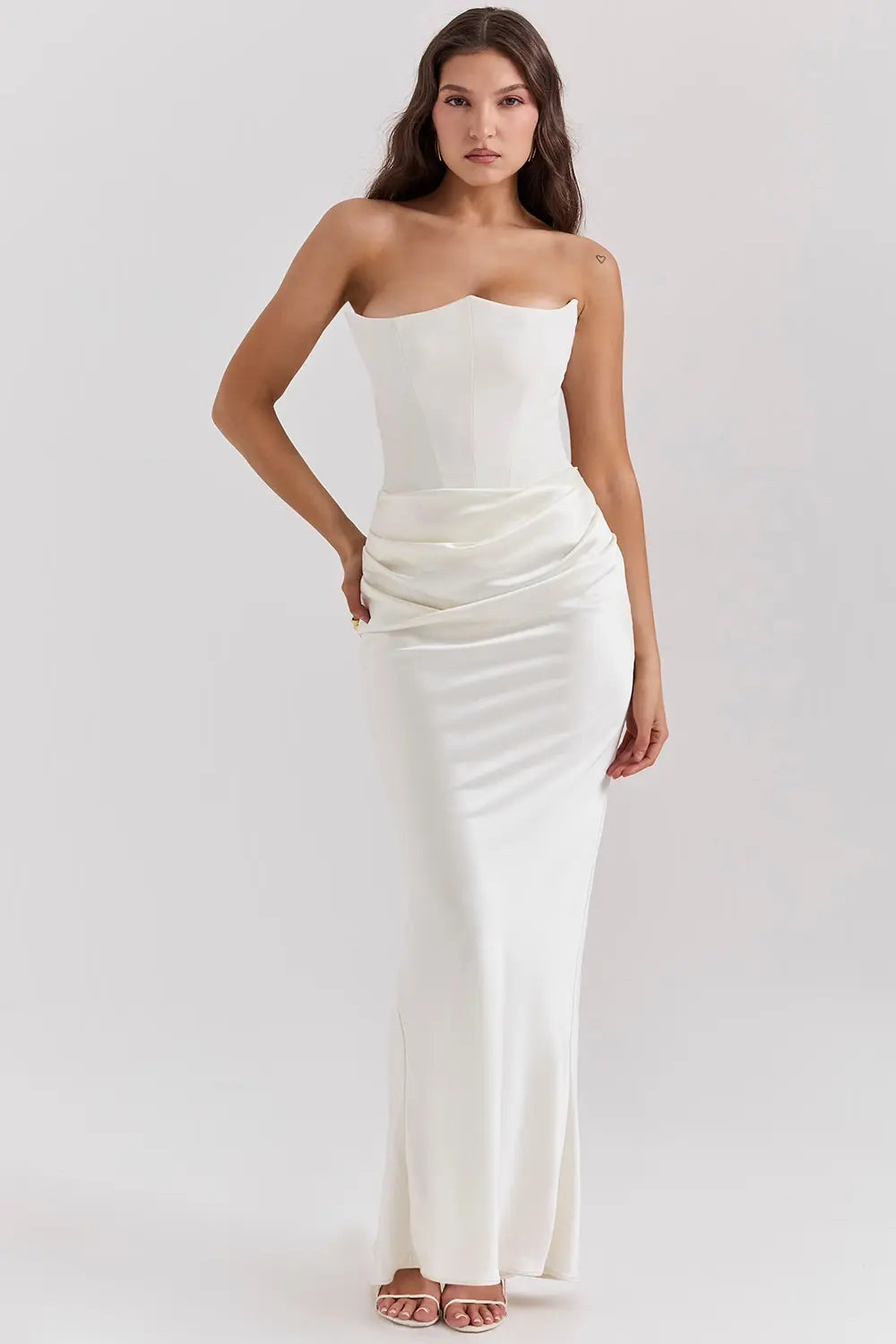 Women's Strapless Corset Maxi Dress - Elegant Evening Gown
