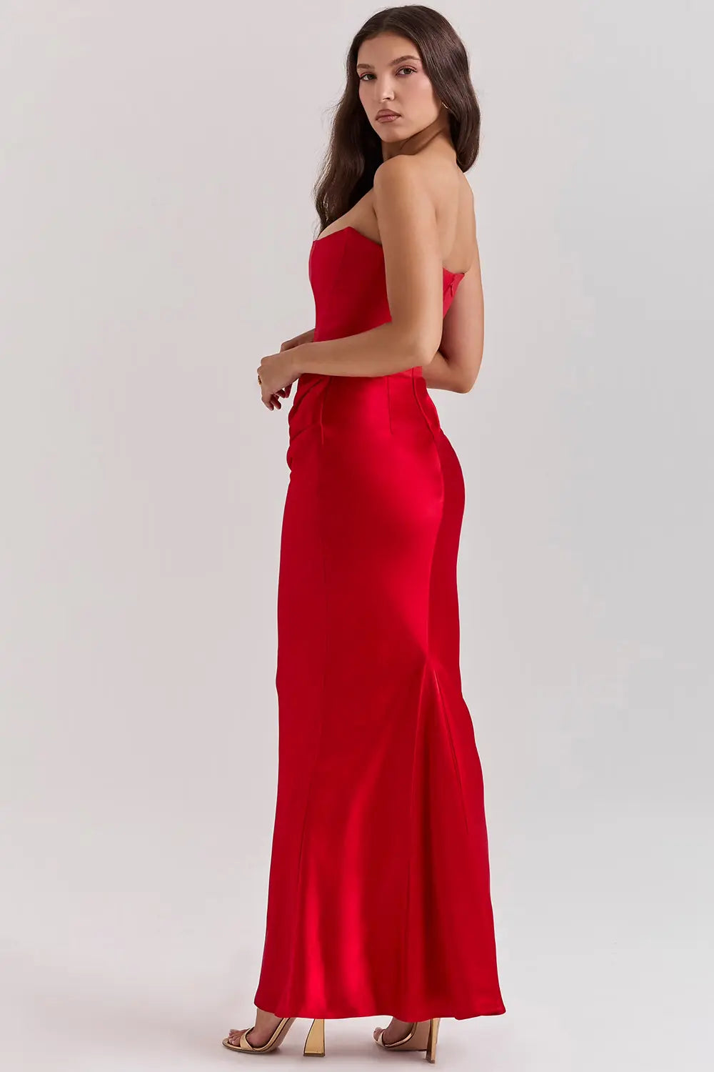 Women's Strapless Corset Maxi Dress - Elegant Evening Gown