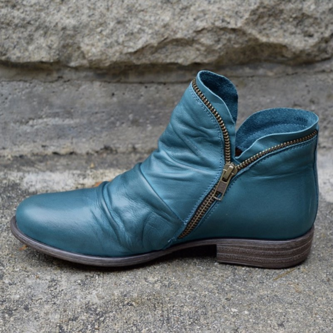 Leather Orthopedic Ankle Boots with Zipper for Women – Comfortable and Stylish Shoes