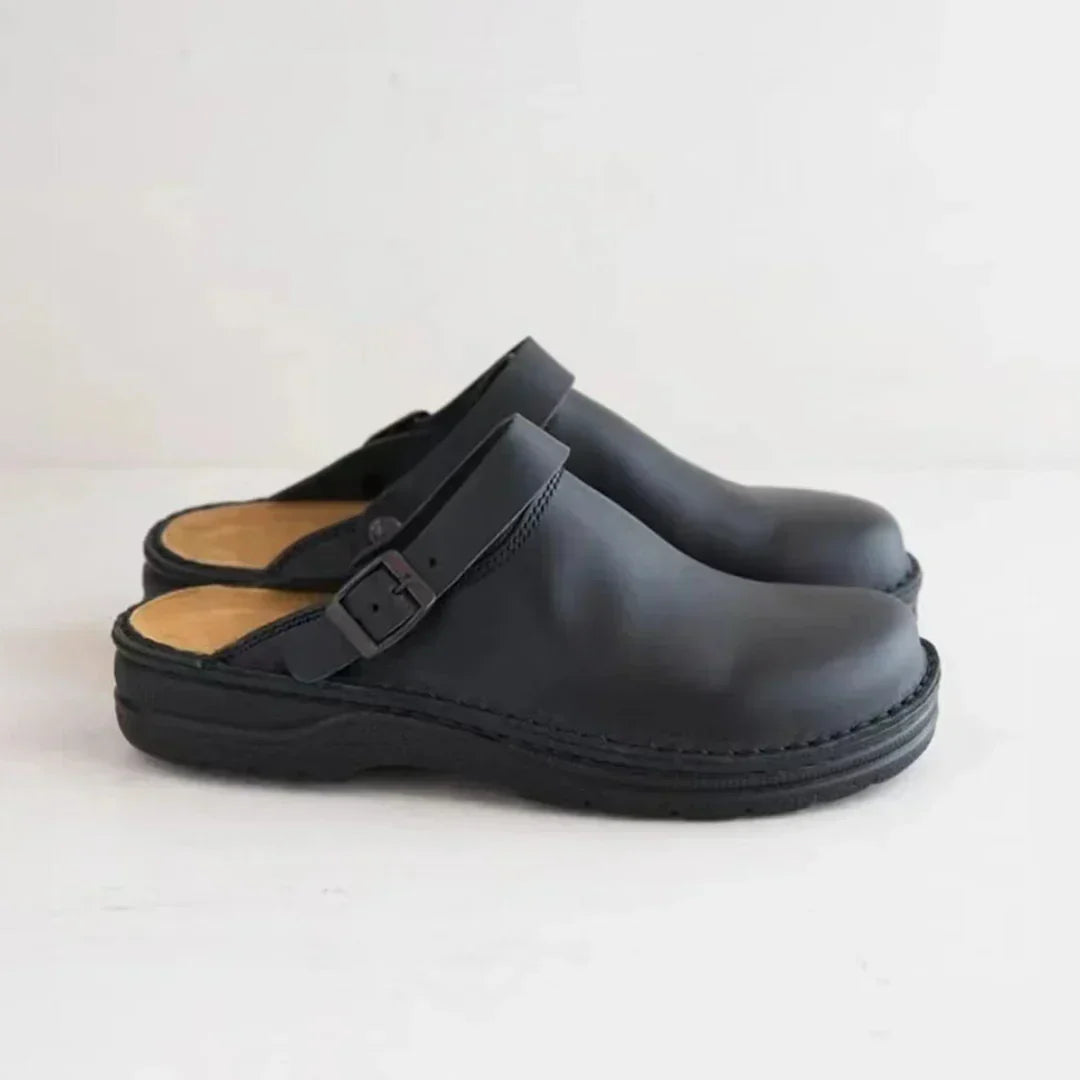 Men's Slip-On Buckle Strap Comfort Clogs for Relaxed Style, view 2 - Elena Harper