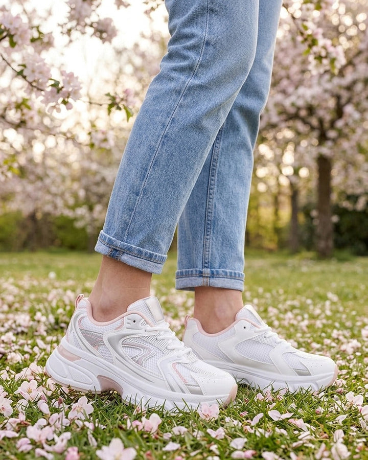 Canvas style running trainers - White