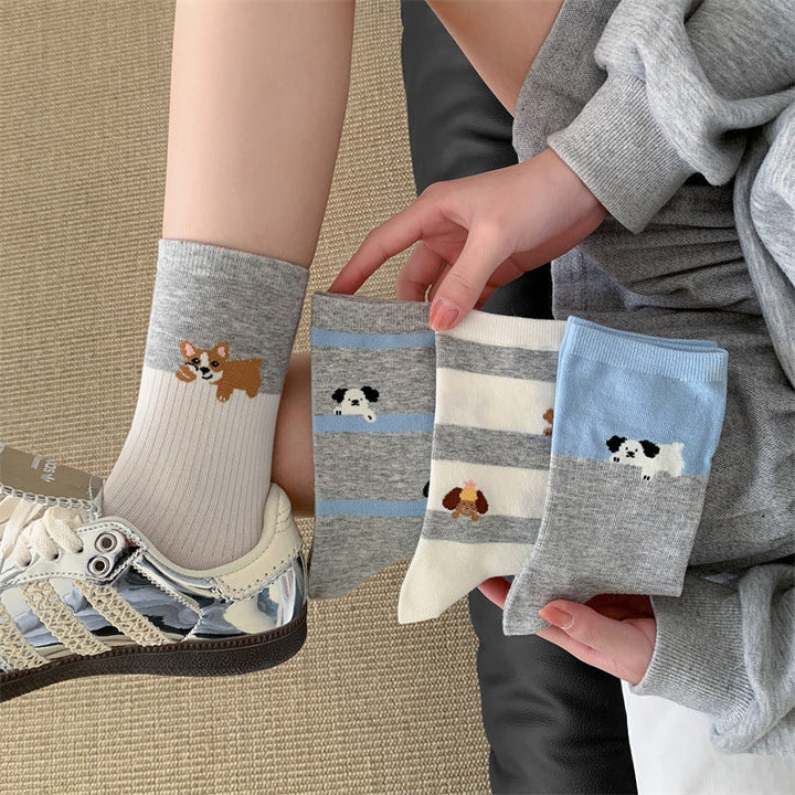 Casual Socks with Puppy Print