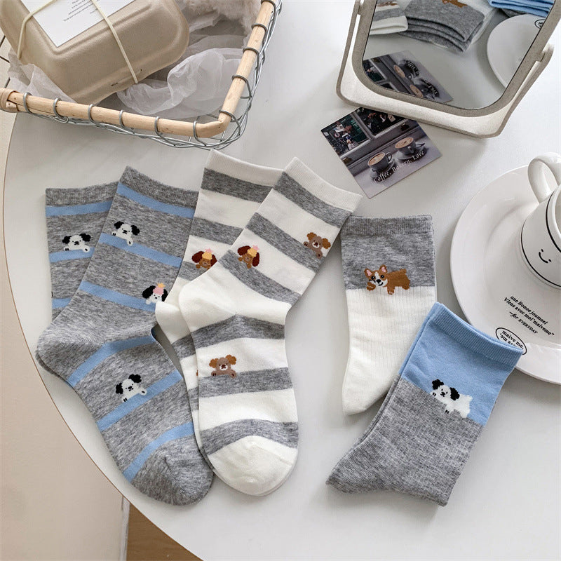 Casual Socks with Puppy Print