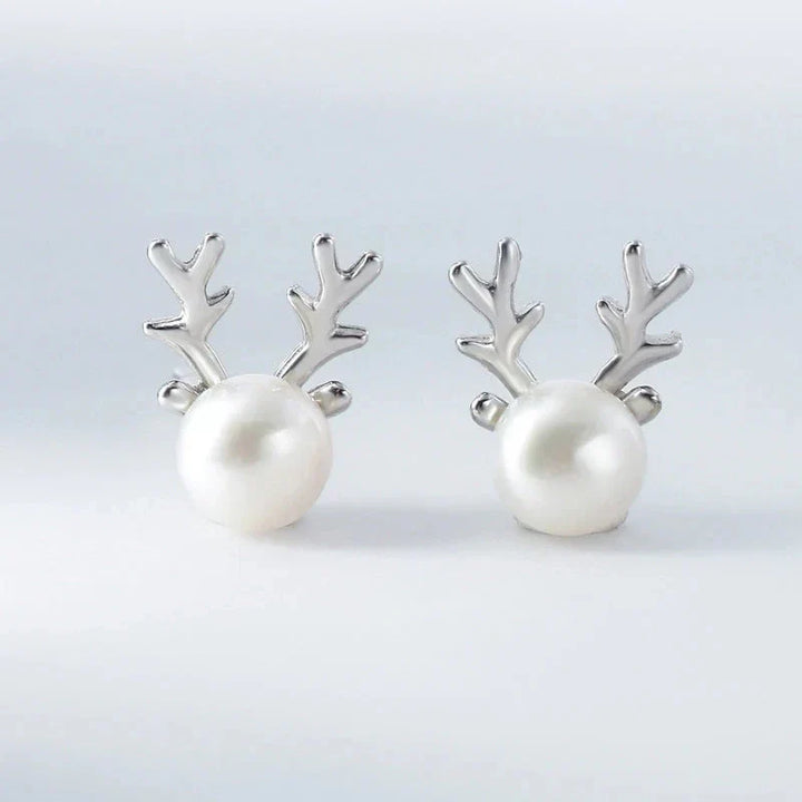 Deer Pearl Stud Earrings, view 2 - Elena Harper
