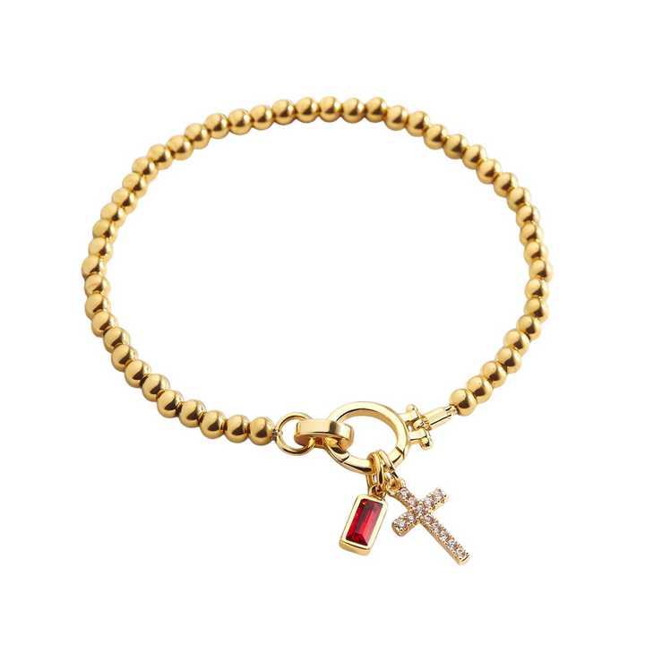 Eli Personal Bracelet with Cross Pendant, view 2 - Elena Harper