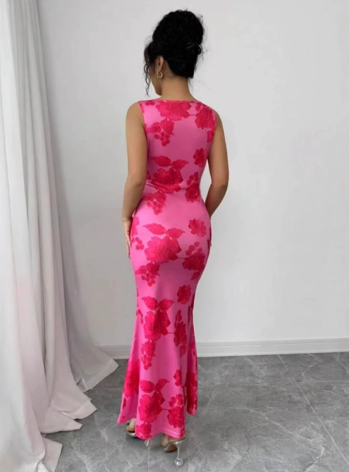 Violet Elegant Floral Maxi Dress, view 2 - Elena Harper