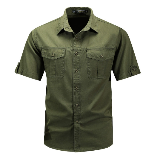 Premium Men's Utility Cargo Shirt – Short Cotton Shirt